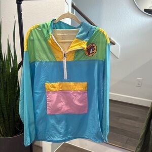 Colorful Windbreaker with Cartoon Patch